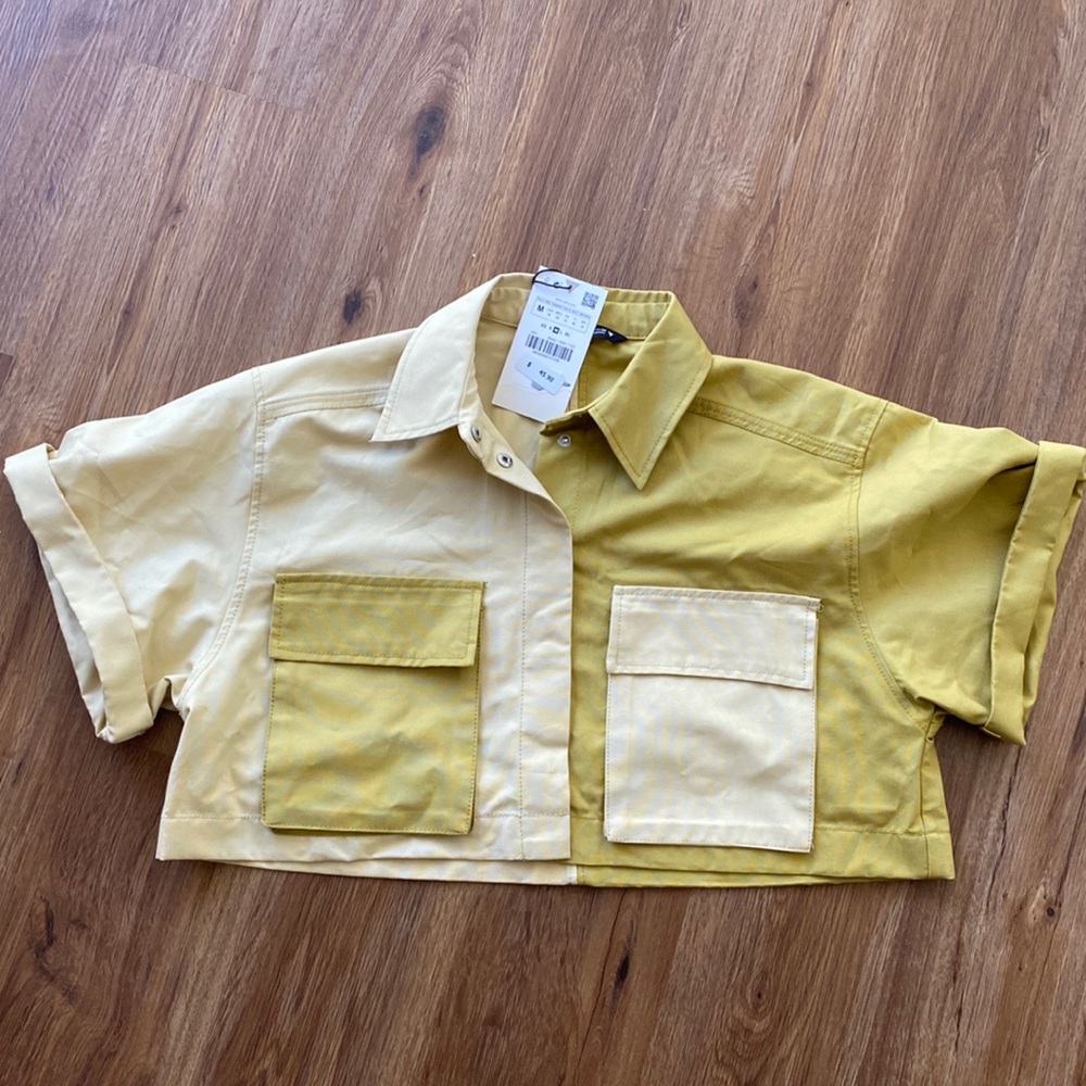 Zara LIMITED EDITION utility crop collared top